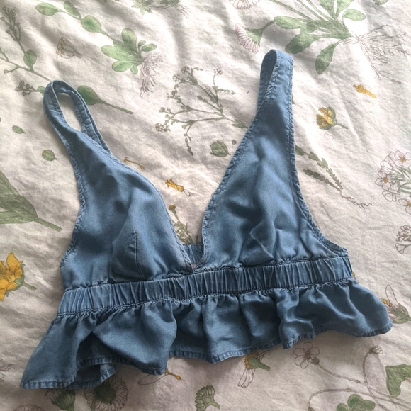 Aerie denim peplum crop top - Picture 2 of 3